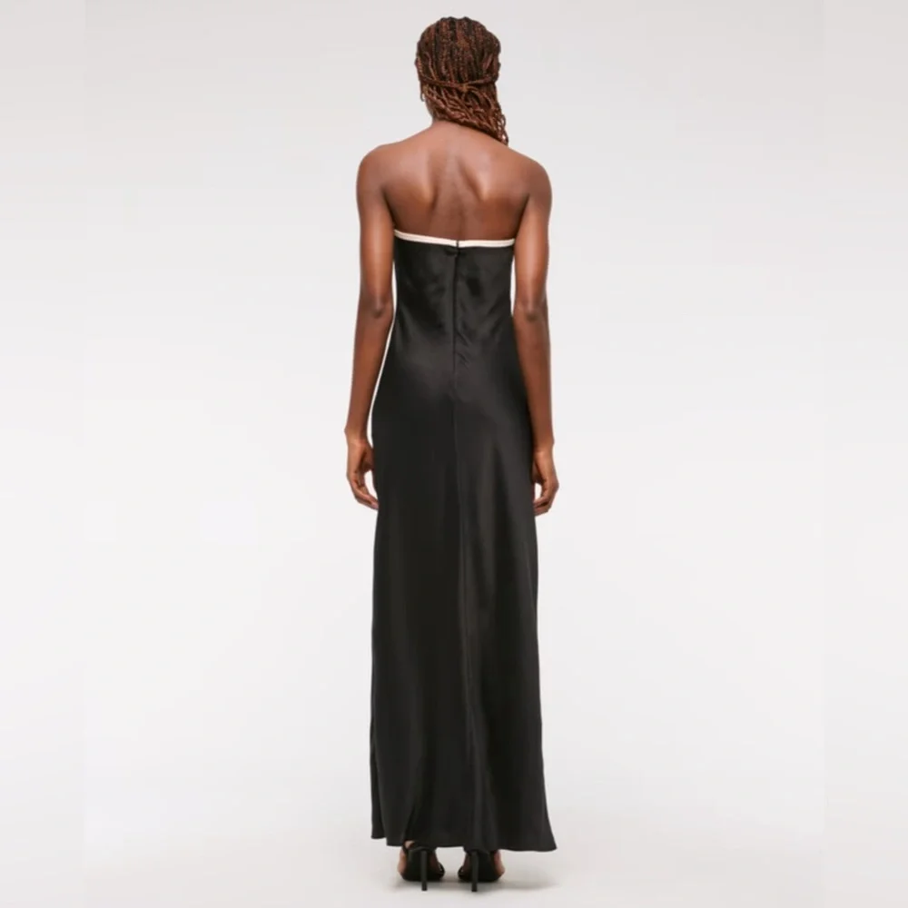 ABERCROMBIE & FITCH Julia Slip Strapless‎ Bow Detail Maxi Dress Satin MP